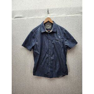 Calvin Klein Jeans Mens Blue Striped Short Sleeve Button-Down Shirt Size L